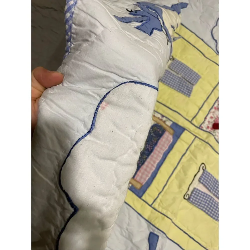 P.J. Kids Rooms To Dream Crib Quilt Dollhouse Peek a Boo Homemade Vintage 90s
